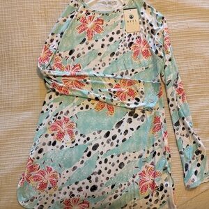 Reel Life Tropical Long Sleeve Cover Up